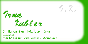 irma kubler business card